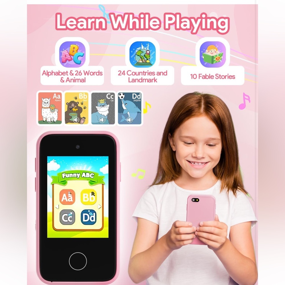 Kids Smart Phone for Girls, Learning Gifts for Girls Toys Phone with Camera Play